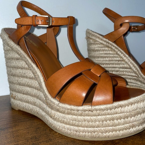 Saint Laurent Tribute Espadrilles Wedge in smooth leather – Amber - NWOB - Picture 7 of 8